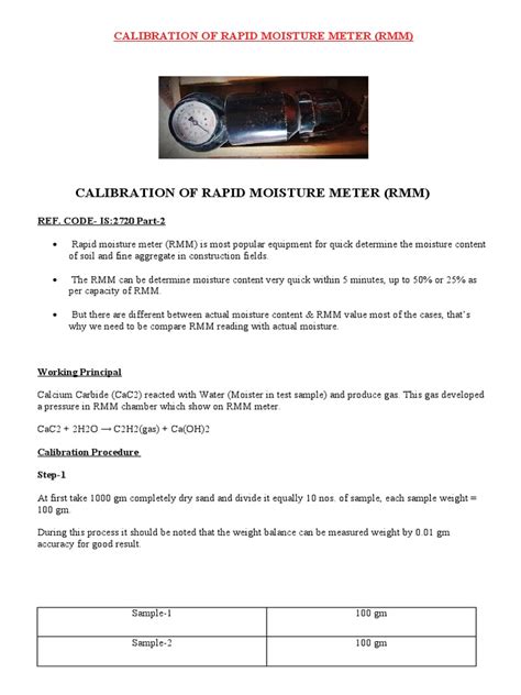 how to calibrate rapid moisture meter|moisture meter calibration procedure pdf.